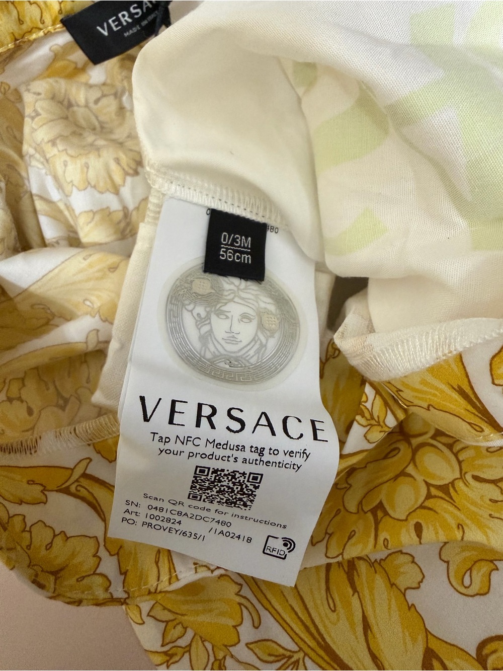 Versace Kids White & Yellow Baroque Button-Front One-Piece - Picture 4 of 4
